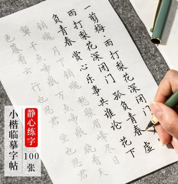 Flower Hairpin Small Regular Script Calligraphy Brush Copybook Practice Special Beginner Entry Tracing Calligraphy Brush Work Paper Brush Set Tang Poetry Song Ci Soft Brush Red Tracing Girls Beautiful Font Adult Practice Paper