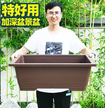 Imitation Zisha Rectangular Bonsai Pot Plastic Large Thickened Artificial Rock Water-Absorbing Stone Flower Pot Balcony Vegetable Planting Pot for Old Stumps