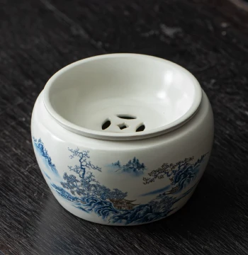 Beige Ru Kiln Jian Shui (Tea Waste Container) for Home Use, Retro Filtered Ceramic Tea Waste Jar, Tea Ceremony Wastewater Bowl, Kung Fu Tea Set Accessory