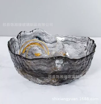 Shixiangyuan Ink Wash Glass Tea Washer, Hammered Pattern Large Tea Dregs Bucket, Cup Wash, Water Bowl, Jian Shui, Kung Fu Tea Set Accessory
