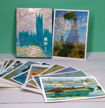 Postcard Set 'Monet: Light and Color' - 32 Impressionist Landscape Oil Painting Cards, Hand-Drawn Illustrations, Vintage Art Greeting Cards