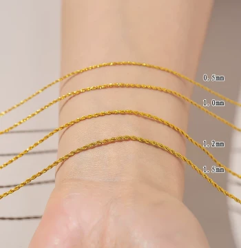 Horizontal Threaded Extra-Fine Gold Wire Pendant Cord, Necklace String for Gold, Jadeite, and Jade Clavicle Chain, Women's Neck Hanging Ornament Rope
