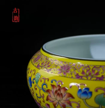 Large Ceramic Brush Washer for Home, Tea Washer, Four Treasures of the Study, Enamel Water Vessel, Brush Washing Jar, Kung Fu Teaware, Cup Washing Accessories