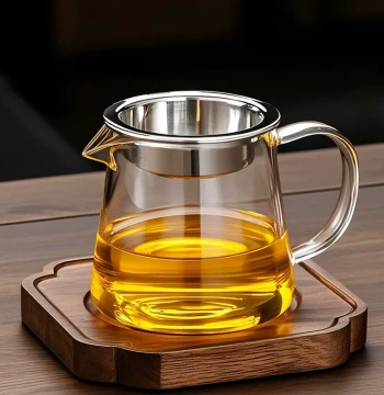 Premium Thickened Fairness Cup with Filter, High-Temperature Resistant Integrated Glass Public Cup and Tea Strainer Set, Tea Ware Accessories