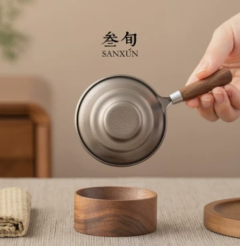 Sanxun Pure Titanium Tea Strainer - Ultra-Fine Mesh Filter for Brewing Tea, Premium Home Tea Set Accessory Compatible with Fair Cups