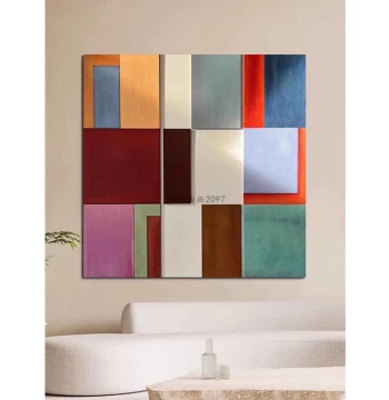 Hand-Painted Oil Painting: Dopamine Textured Abstract Light Luxury Square Decorative Art, Large Living Room Niche Color Block Wall Art