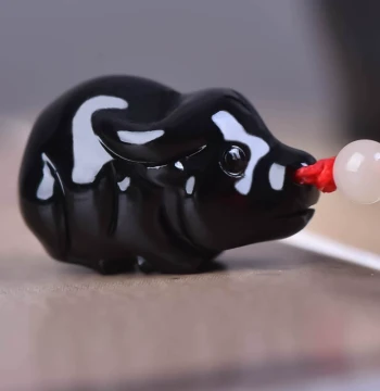 Obsidian Ox Zodiac Pendant with Jade - 'Turn the Tide' Black Lucky Charm for Ben Ming Nian (Zodiac Year) Jewelry