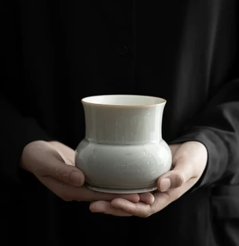 Ice Gray Glazed Yourong Jian Shui, Japanese Style Ash Glaze Home Kung Fu Tea Accessory, Water Vessel, Tea Waste Bucket, Tea Water Jar