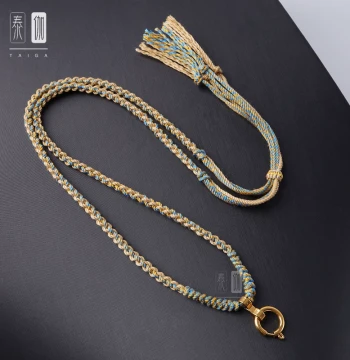 Thai Buddha Amulet Chain, Hand-Woven Thangka Cord, Jade Pendant Necklace, Tibetan Style Hand-Rubbed Cotton Rope