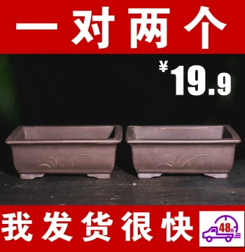 Large-Opening Rectangular Purple Clay Trough Planter for Bonsai, Ceramic Pot for Emotional Stability, Special Offer