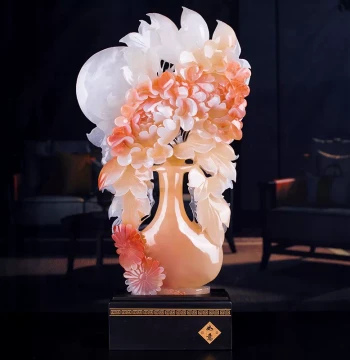 Natural Jade Carved Craftwork, Chinese Style Ornament for Living Room, Entryway, or Wine Cabinet, Housewarming and Grand Opening Gift