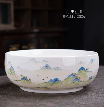 Mutton Jade Large Tea Rinser, Ceramic Tea Waste Jar, Home Water Basin for Washing Tea Cups, Kung Fu Tea Set Accessory, Water Vessel and Brush Washer