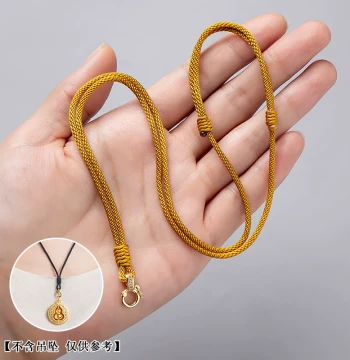 Necklace Cord Jade Pendant Rope Gold Pendant Rope Versatile Straight-Through Style Women Wax Leather Cord Jade Clasp