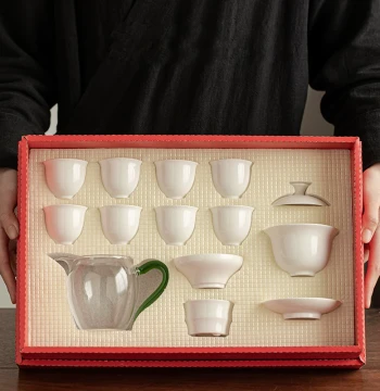 Dehua White Porcelain Kung Fu Tea Set Household Ceramic Teapot Cup Gaiwan Gift Box Custom Logo Heat-Resistant