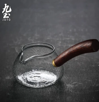 Jiutu Side-Handle Handmade Hammered Glass Fairness Cup, Japanese Style Uniform Cup, Heat-Resistant Open-Flame Tea Divider, Tea Sea, Tea Set