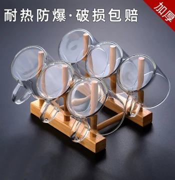 Glass Small Teacup for Home Kung Fu Tea Set, Transparent Water Cup with Handle for Ladies' Tasting