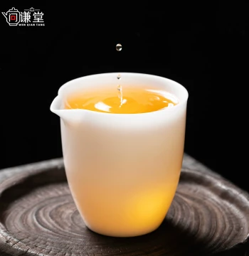 Wenqiantang Premium Ice-Jade Porcelain Fair Cup - Tea Divider, Ceramic Teaware with Strainer, Full White Porcelain