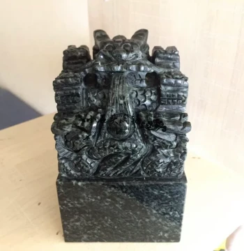 Natural Dushan Jade Nine-Dragon Seal Jade Coiled Dragon Jade Artifact Carved Gift Seal Carving Imperial Seal Study Living Room Ornament