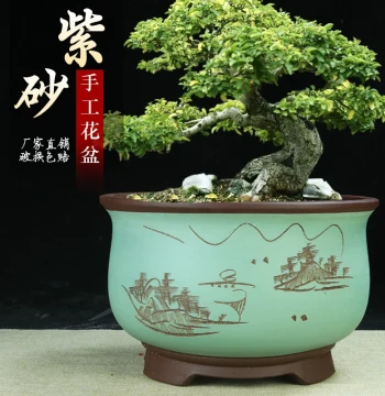 Yixing Purple Clay Orchid Pot Clearance Sale Special Price Succulent Ceramic Pot Large Diameter Round Mouth Pothos Old Stump Green Plant Bonsai Pot