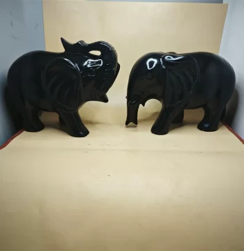Natural Jade Obsidian Elephant Ornament Wealth-Attracting Jade Carved Elephant Animal Living Room Shop Opening Housewarming