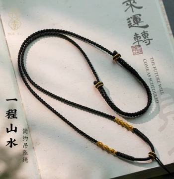 Hand-Braided Jade Pendant Necklace Cord Jade Pendant Hanging Rope Peace Buckle Hanging Rope Gold Emerald Pendant Hanging Rope