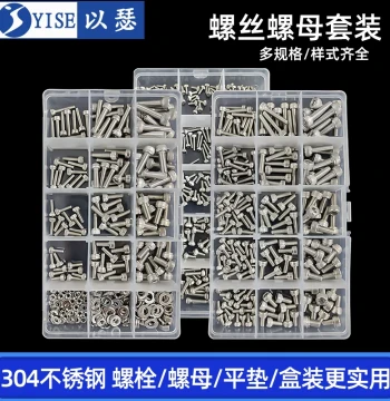 304 Stainless Steel Home Assorted Screw, Nut, and Washer Kit with Hex Socket Bolts M3 M4 M5 M6