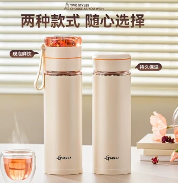 GIANXI Personal Glass-Liner Teacup for Women, Men's Kung Fu Cup, Tea-Water Separation Insulated Mug