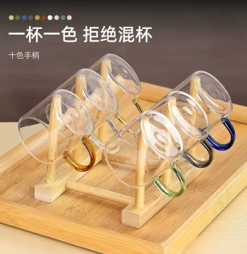 Glass Small Teacup Set for Home Kung Fu Tea - Transparent Heat-Resistant Borosilicate Glass Cup with Handle for Personal Use