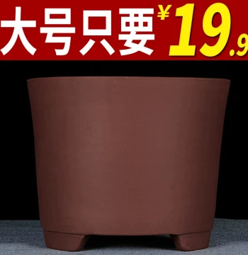 Yixing Purple Clay Orchid Pot with Round Rim, Specialized Medium-Small Cymbidium Planter for Indoor Balcony Bonsai