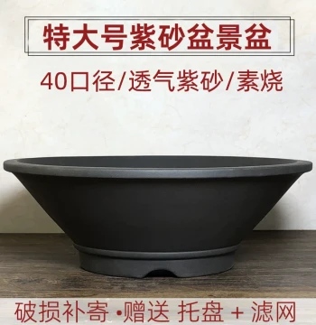Yixing Zisha Bonsai Pot Extra Large Boxwood Red Maple Black Pine Golden Bullet Old Stump Pot Breathable Succulent Ebony Flower Pot
