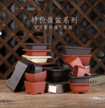 Zizaiwu Purple Clay Micro Flower Pot Series 1 Multiple Styles Free Shipping Mini Thumb-Sized Bonsai Green Plants Succulents
