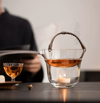 Guiyintang Heat-Resistant Glass Fairness Cup with Rattan Weaving: Home Gongbei, Tea Brewer, Tea Sea, Roasted Tea Warmer, and Tea Heating Set