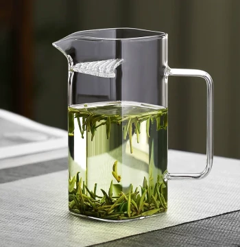 Green Tea Brewer Thickened Glass Fairness Cup with Integrated Tea Strainer Crescent Moon Filter Tea Cup Teapot Set