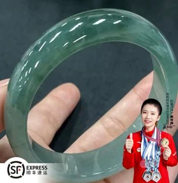 Ice-Glutinous Species Oil-Green Jadeite Myanmar Old Pit Jade Bangle, Genuine Jade Bracelet, Perfect Gift for Mom, Mother, Seniors, and Elders