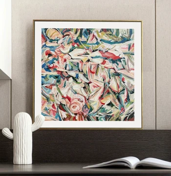 Hand-Painted Entryway and Living Room Oil Painting - Abstract Green Branch Modern Minimalist High-End Manual Decorative Wall Art