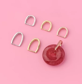 S925 Sterling Silver Jade Amber Safety Buckle Clip Small Emerald Pendant Clasp Silver Head U-Shaped DIY Buckle