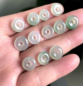 Myanmar Jade Ice-Translucent Jadeite Ping'an Kou, Old Pit Grade A Natural Jade Small Round Pendant Earrings for Women, Exquisite and Compact