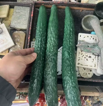 Jade Carved Cucumber Ornament, Symbolizing Longevity and Evergreen Vitality