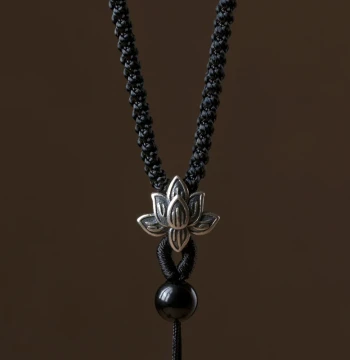 Sterling Silver Hand-Braided Cord Necklace for Gold Pendants, Safety Buckle Braided Rope for Jade Pendants, Men's Hanging Strap
