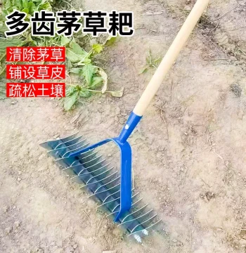 Lawn Rake, Thatch Rake, Multi-Tooth Thatch Rake for Gardening, Leaf Rake for Grooming, Agricultural Tool for Tilling, Weeding, and Loosening Soil