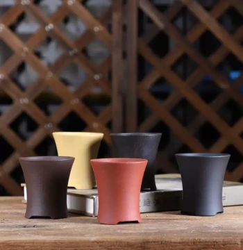 Waisted Round High Pot - Five Colors Available, Special Offer Purple Clay Small Flower Pot, Handcrafted Mini Succulent Bonsai Planter with Drainage Hole