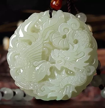 Natural Jade Dragon and Phoenix Pendant Necklace, Couple's Jade Necklace, Unisex Pendant for Men and Women