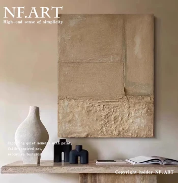 NF.ART Hand-Painted Oil Painting "Elm Hibiscus" Living Room Decor Abstract Minimalist Wall Art Wabi-Sabi Entryway Textured Painting