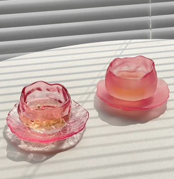 High-Aesthetic Pink Frosted Glass Teacup - Transparent Small Personal Master Cup for Kung Fu Tea Tasting