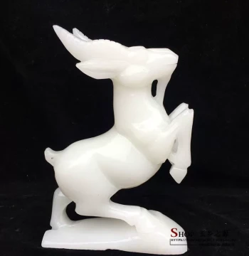 Natural White Jade Zodiac Sheep Figurine Jade Carving Home Living Room Office Craft Decor Gift Ornament