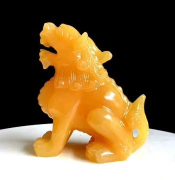Yellow Jade Wangtianhou Fortune-Attracting Home Entrance Ornament, Treasure-Bringing Living Room Decoration, Hand-Carved Jade Piqiu Display