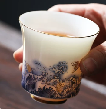 Tea Cup Personal Master Cup Special for Men and Women, Wine Cup Single Cup Large Ceramic Household High-End Tea Drinking and Brewing Individual