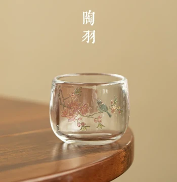 Birdsong Floral Thumb Ring Cup, Tea Cup, Master Cup, Household Teacup, Personal Exclusive Drinking Cup, Kung Fu Tea Set, Tea Bowl