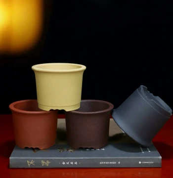Special Offer: Mini Zisha Flower Pots for Succulents, Cloud Bamboo, and Calamus - Ceramic Round Desktop Planters