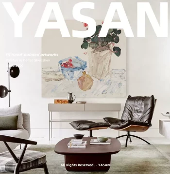 YASAN Pure Hand-Painted Abstract Oil Painting with Floral Botanical Themes, Textured Modern Living Room Niche Art Decor